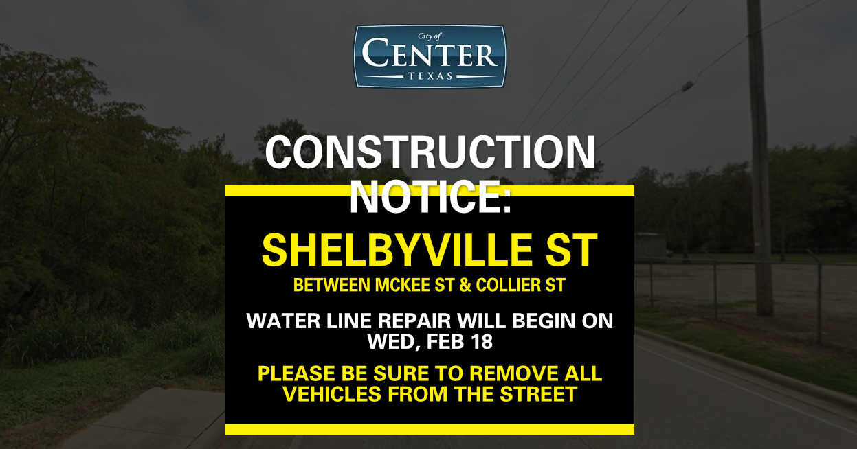 Shelbyville St closed for water line repair